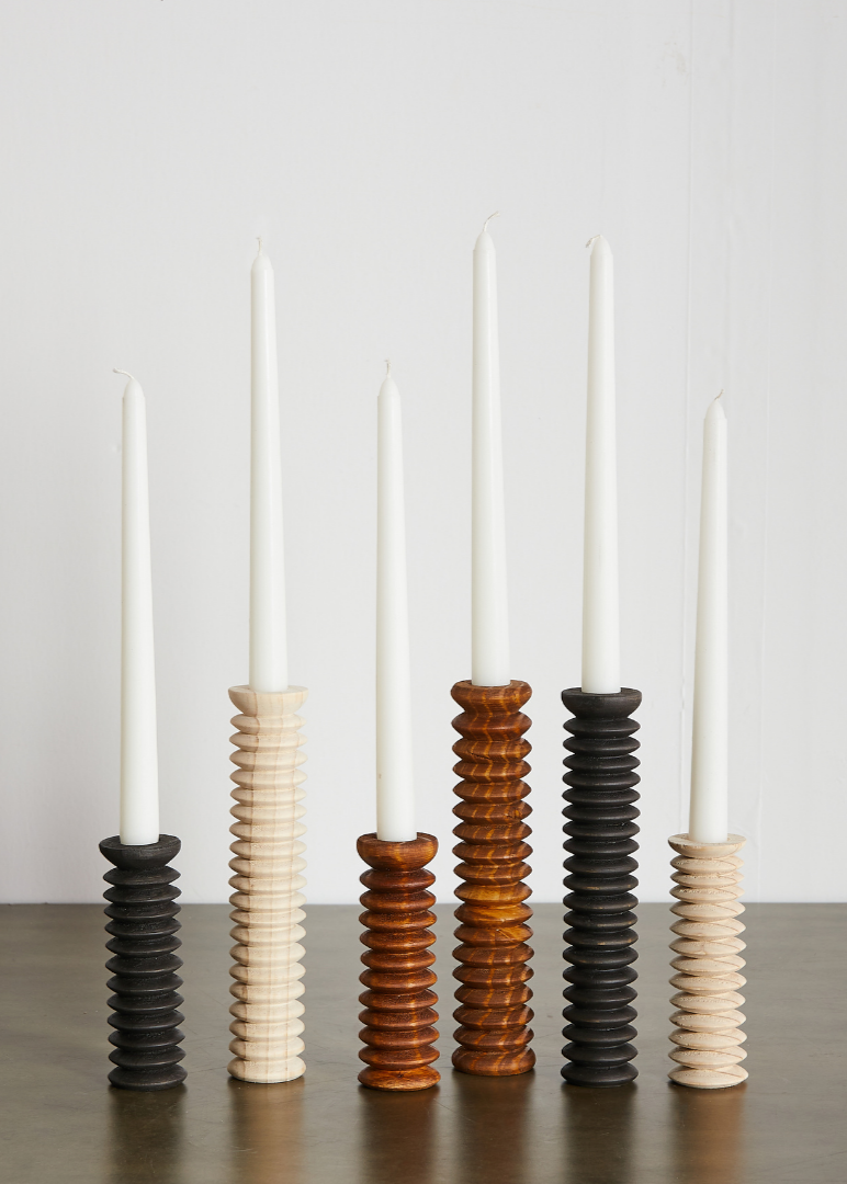 Spiral Wood Candle Holder