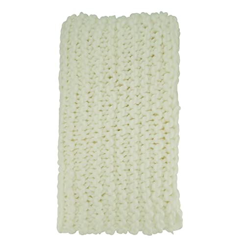 Fennco Styles Sevan Collection Chunky Knit Throw Blanket 50" W X 60" L – Ivory Cozy Blanket for Couch, Bedroom, Living Room and Office Décor