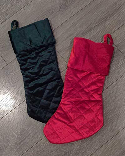 Fennco Styles Vintage Velvet Allover Tree Pattern Stocking 8 x 19 Inch - Red Christmas Stocking for Holiday, Home Decor, Family Gathering and Special Occasion