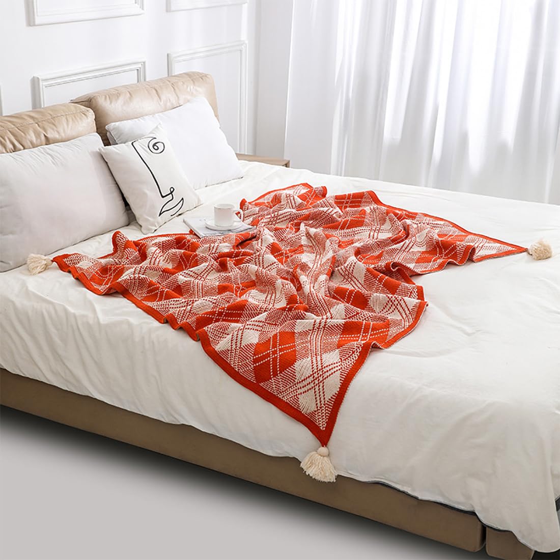 Fall Plaid Tassel Throw