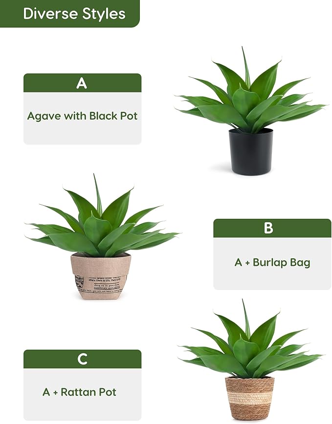 Rattan Pot Agave · 16 in