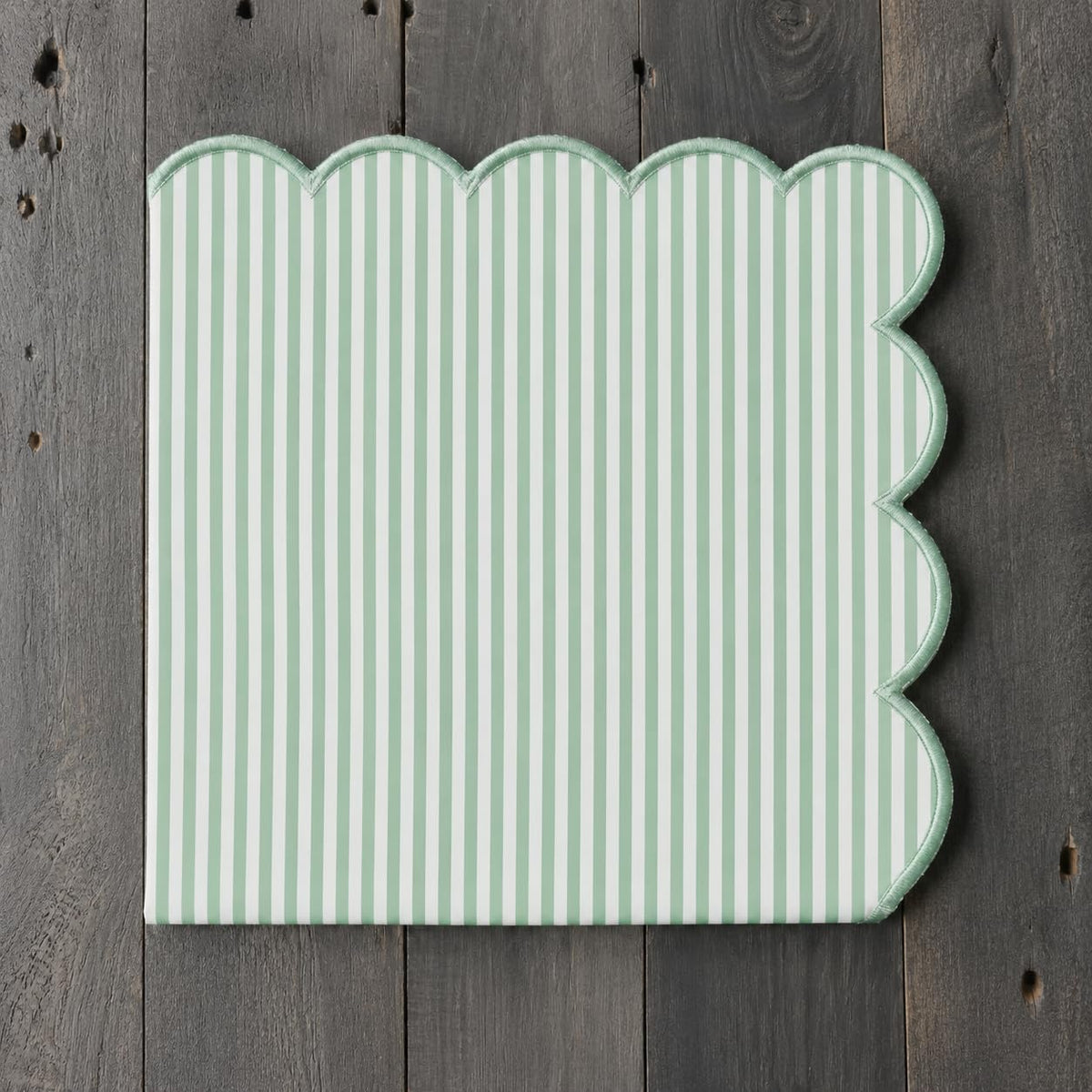 Natural Scalloped Stripe Napkins, Set of 4