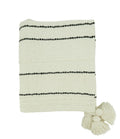 Fennco Styles Stripe Cotton Throw Blanket with Chunky Tassel 50" W x 60" L - Ivory Woven Blanket for Couch, Bedroom, Living Room and Office Décor
