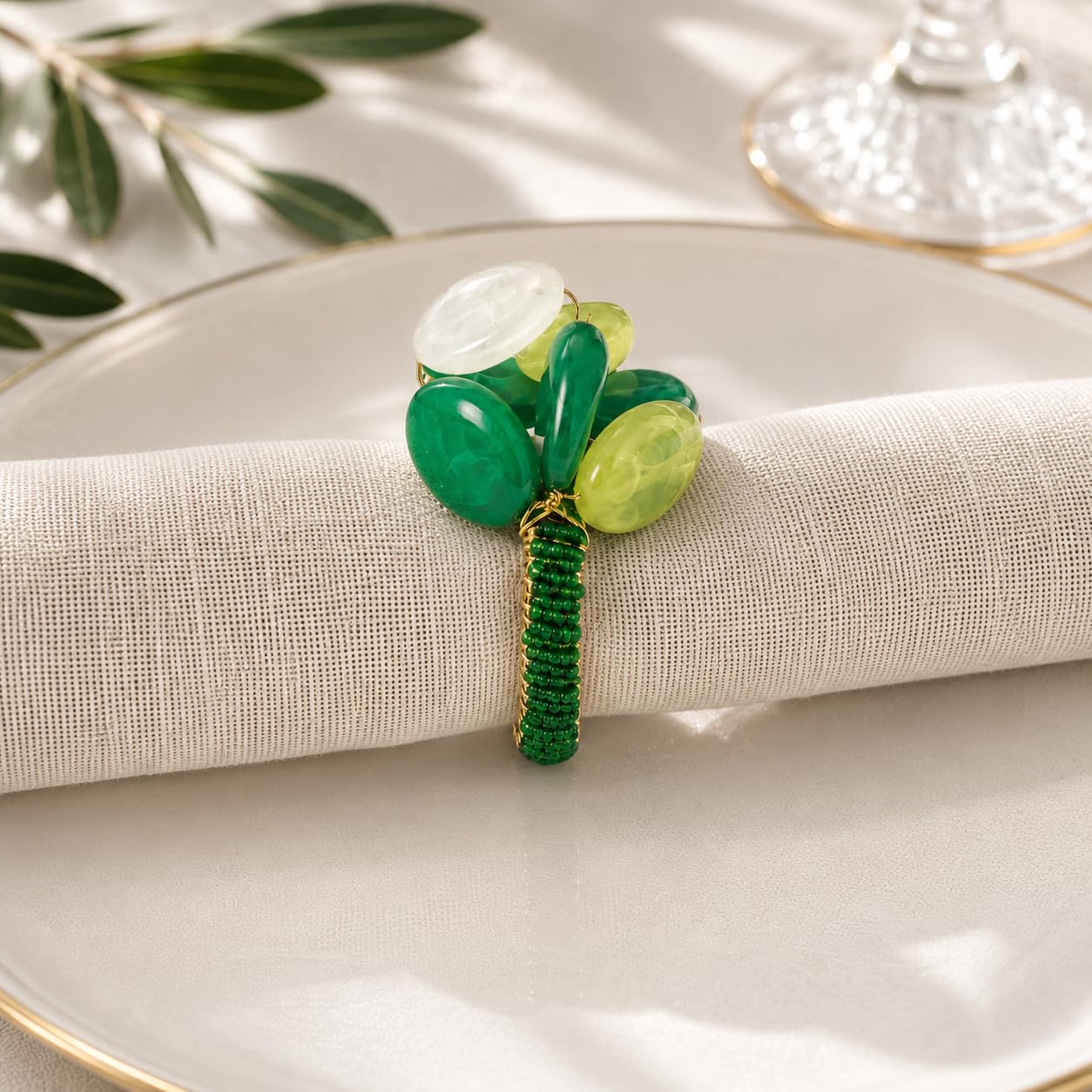 Brown Beaded Napkin Rings