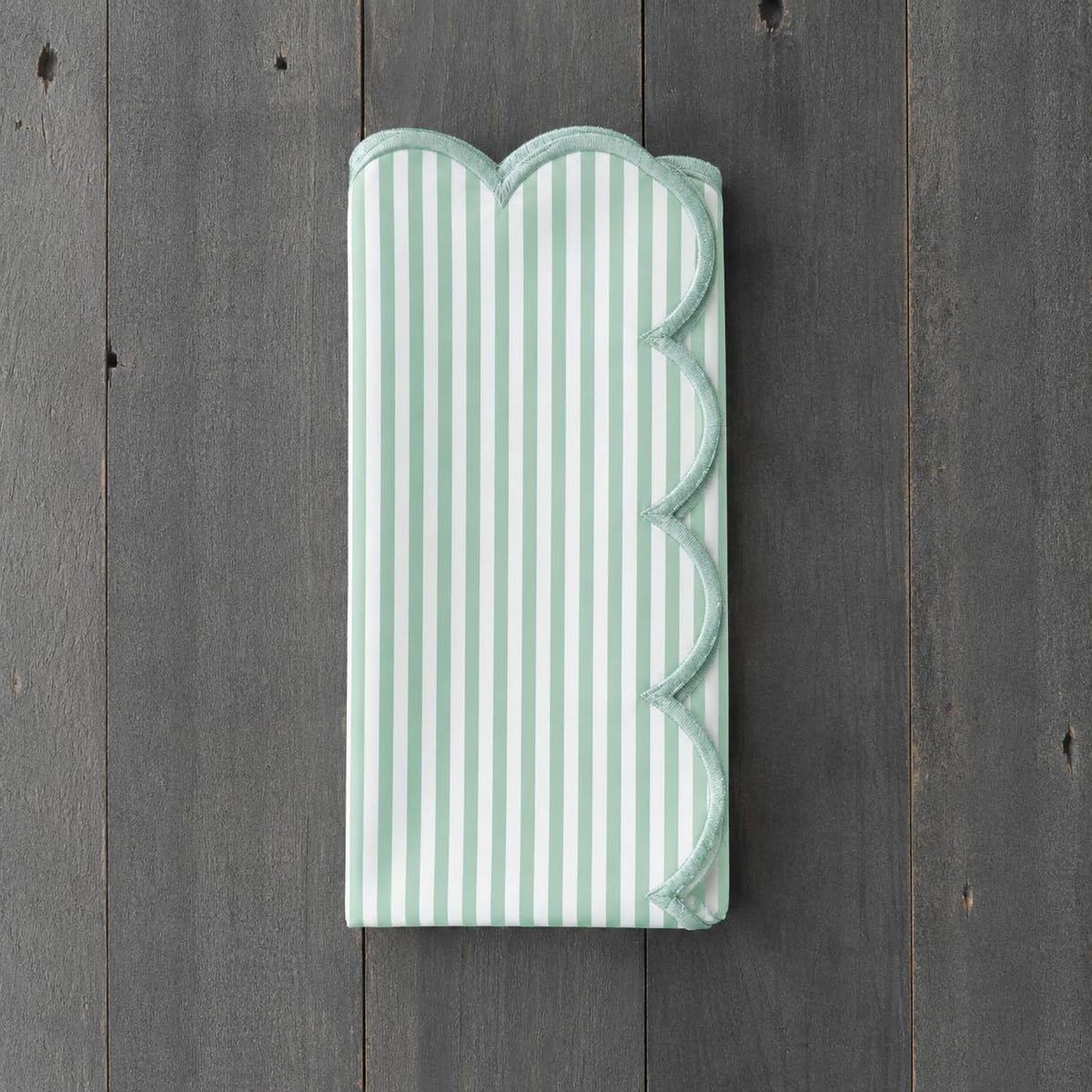 Natural Scalloped Stripe Napkins, Set of 4