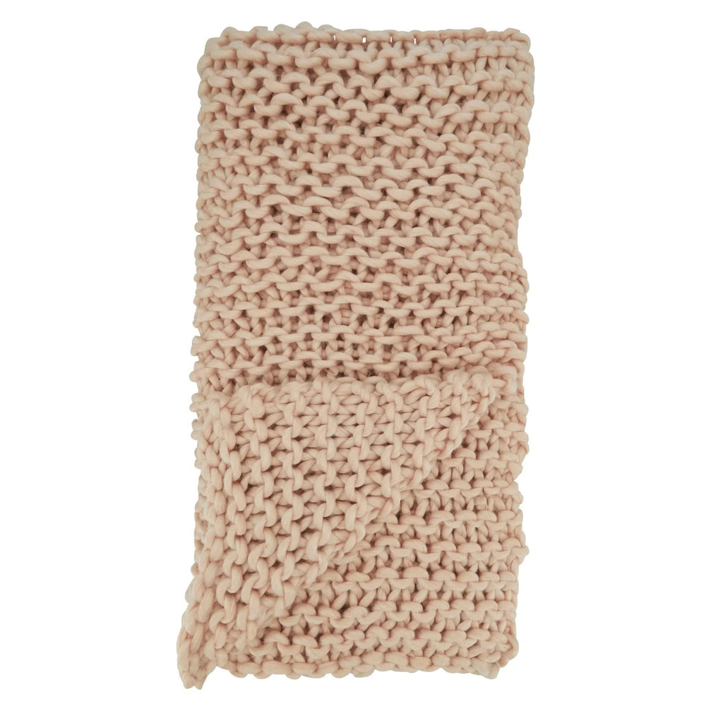 Fennco Styles Sevan Collection Chunky Knit Throw Blanket 50" W X 60" L – Ivory Cozy Blanket for Couch, Bedroom, Living Room and Office Décor