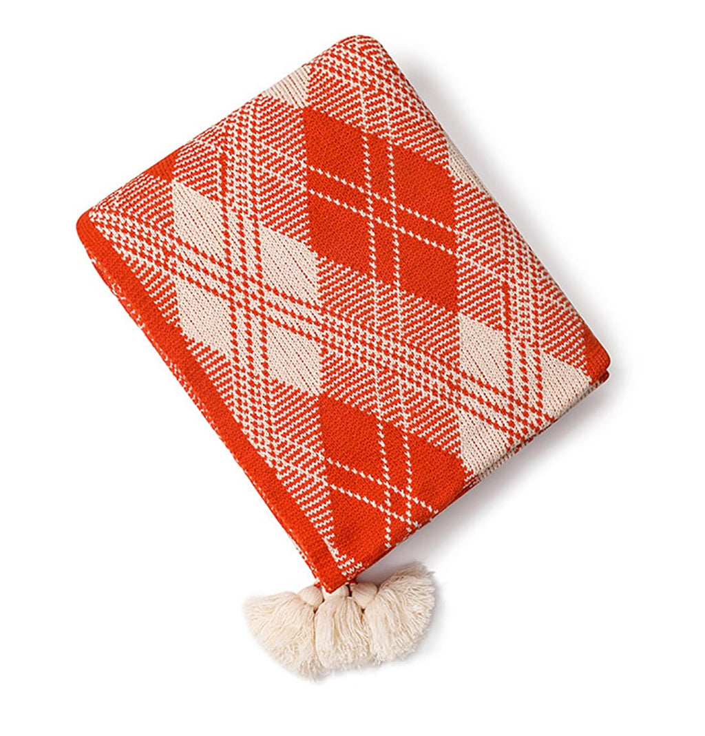 Fall Plaid Tassel Throw