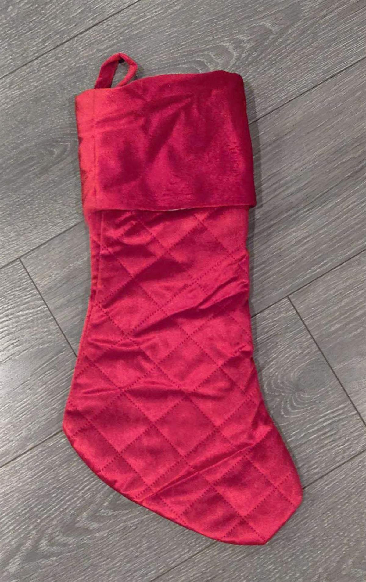 Fennco Styles Vintage Velvet Allover Tree Pattern Stocking 8 x 19 Inch - Red Christmas Stocking for Holiday, Home Decor, Family Gathering and Special Occasion