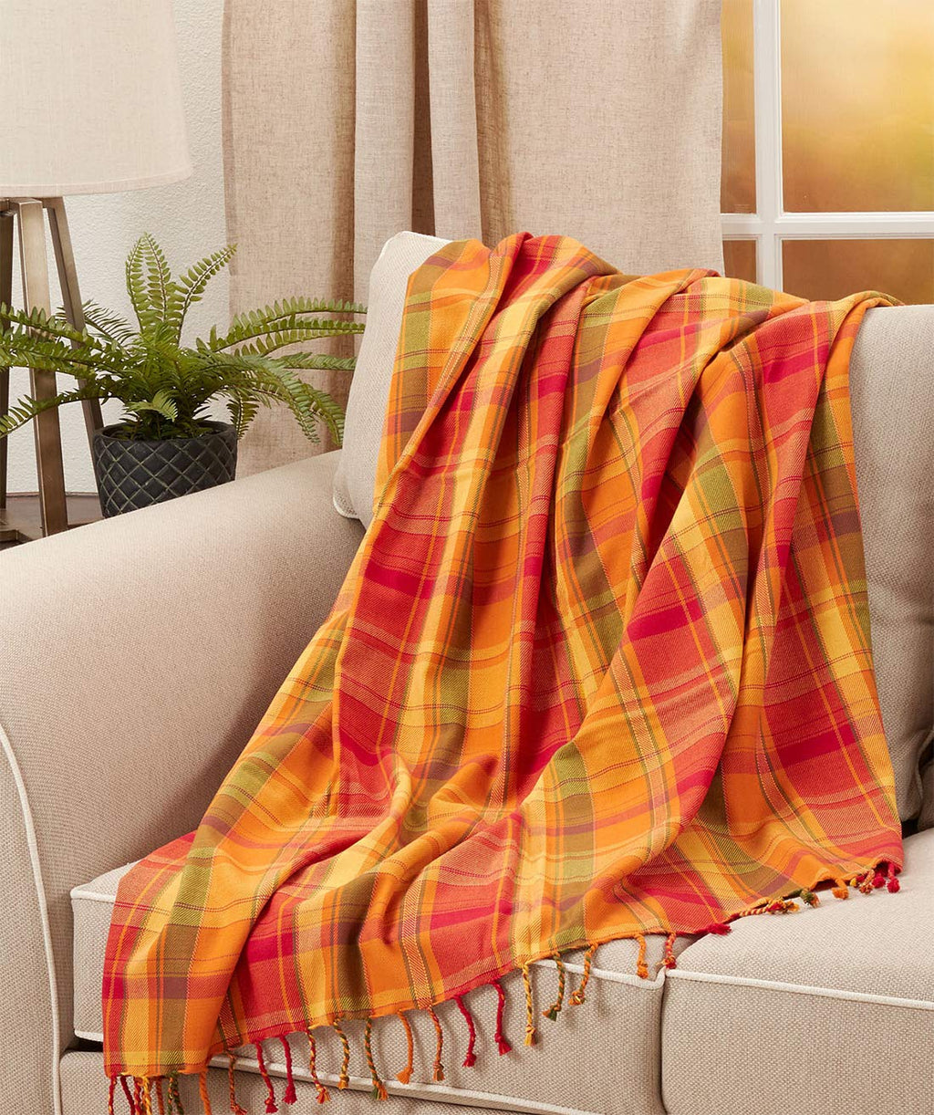 Terracotta Plaid Throw