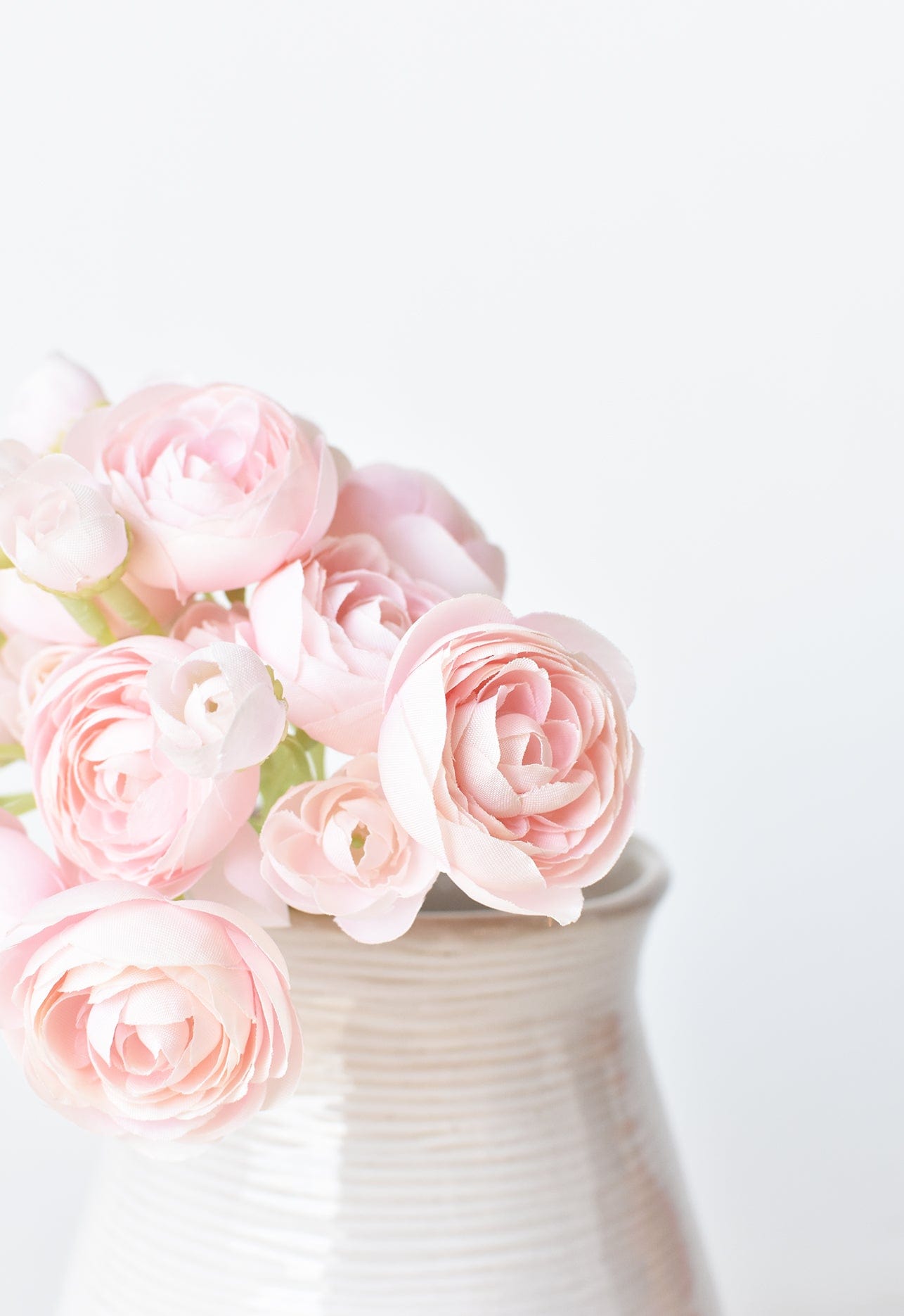 10" Faux Pale Pink Ranunculus Stem Bundle