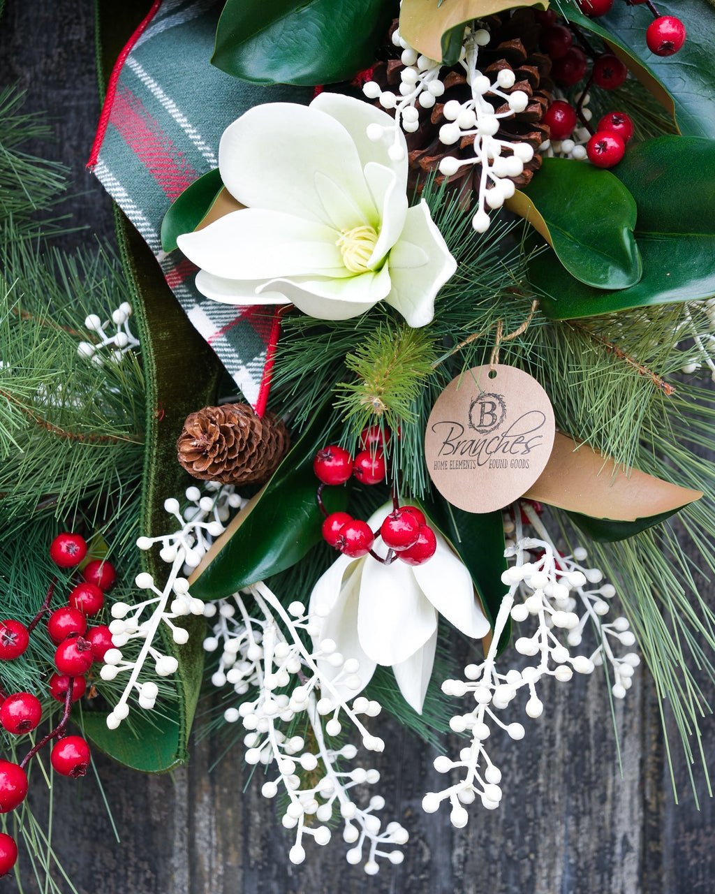 Sea Pines Faux Wreath with Bow