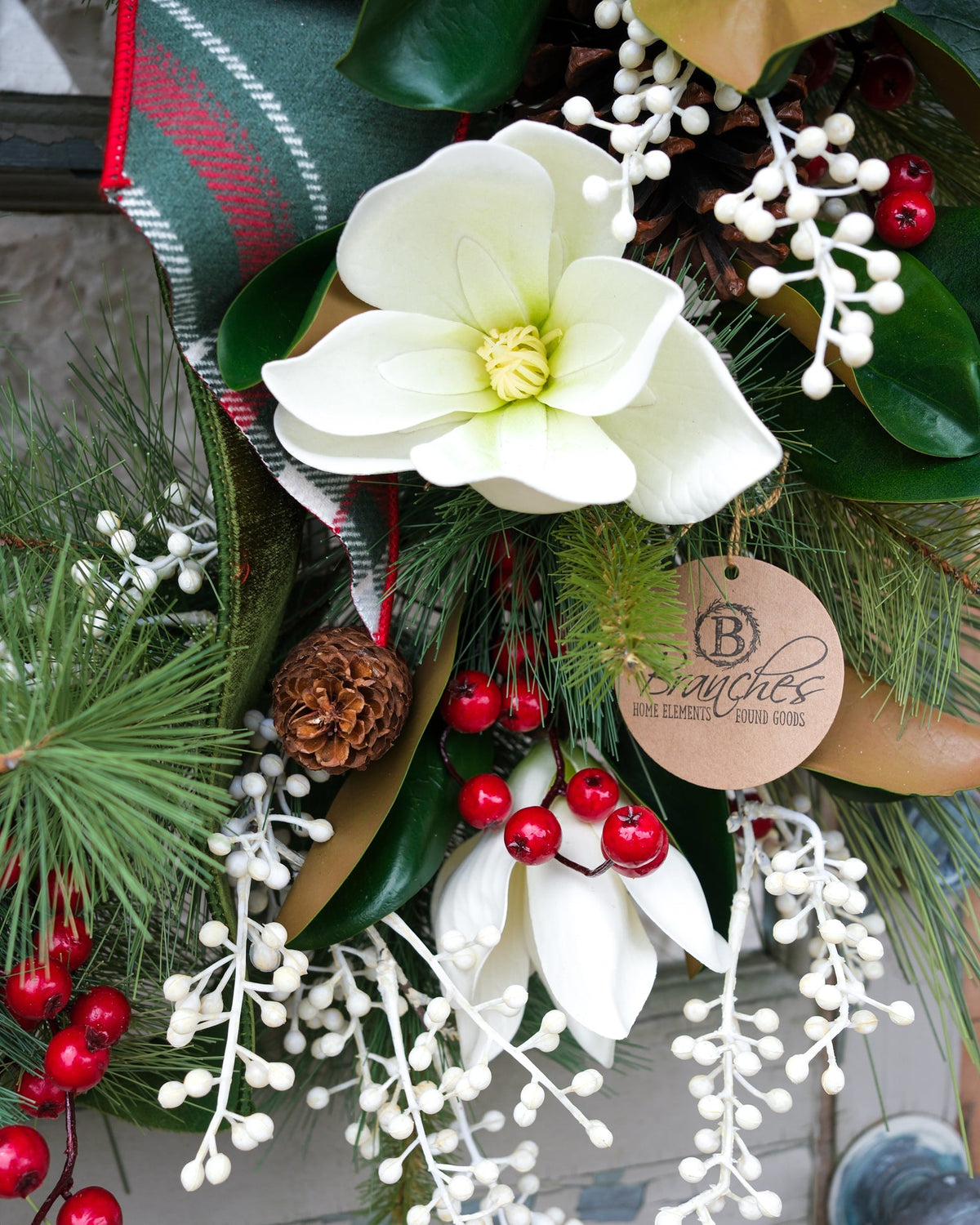 Sea Pines Faux Wreath with Bow