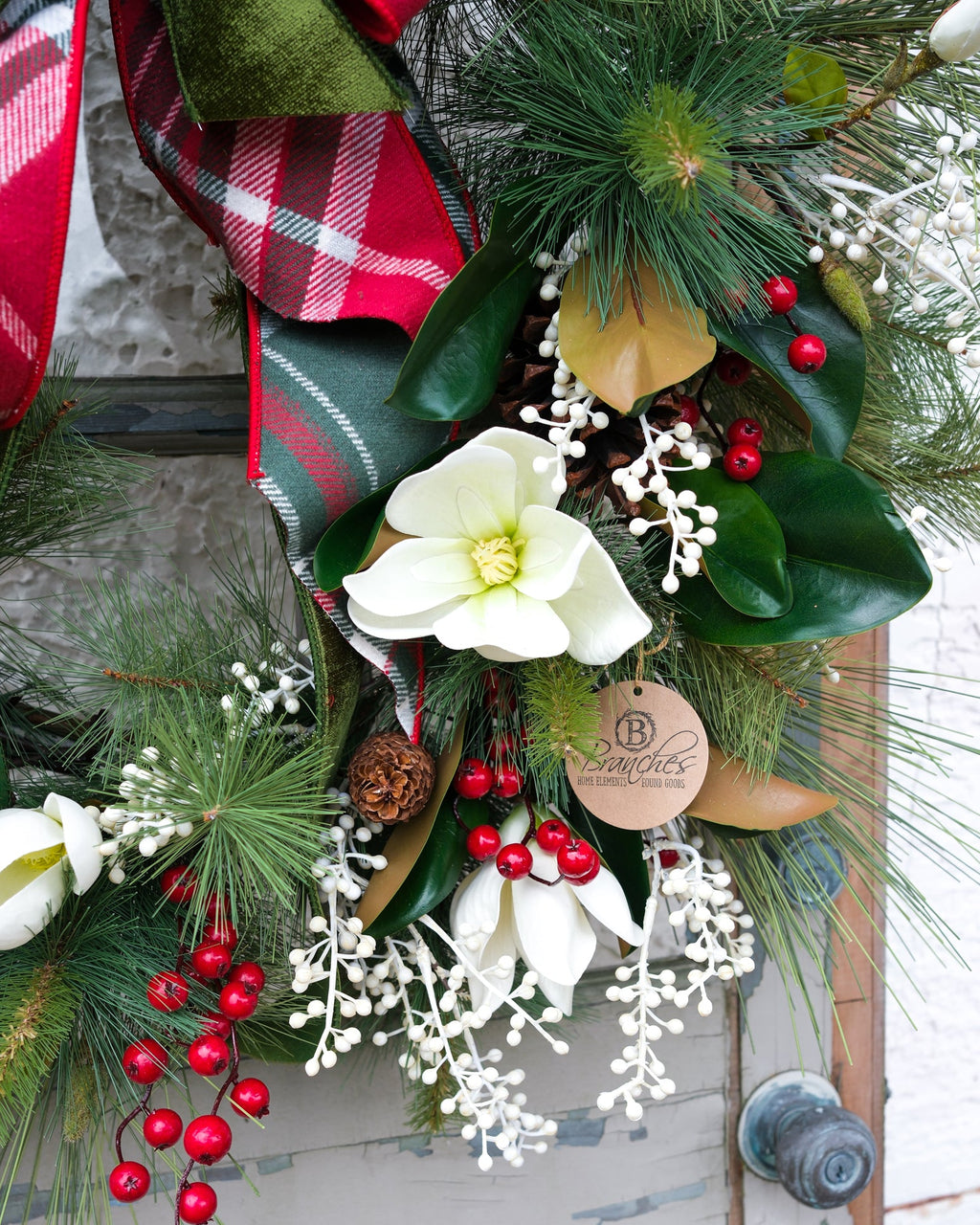 Sea Pines Faux Wreath with Bow