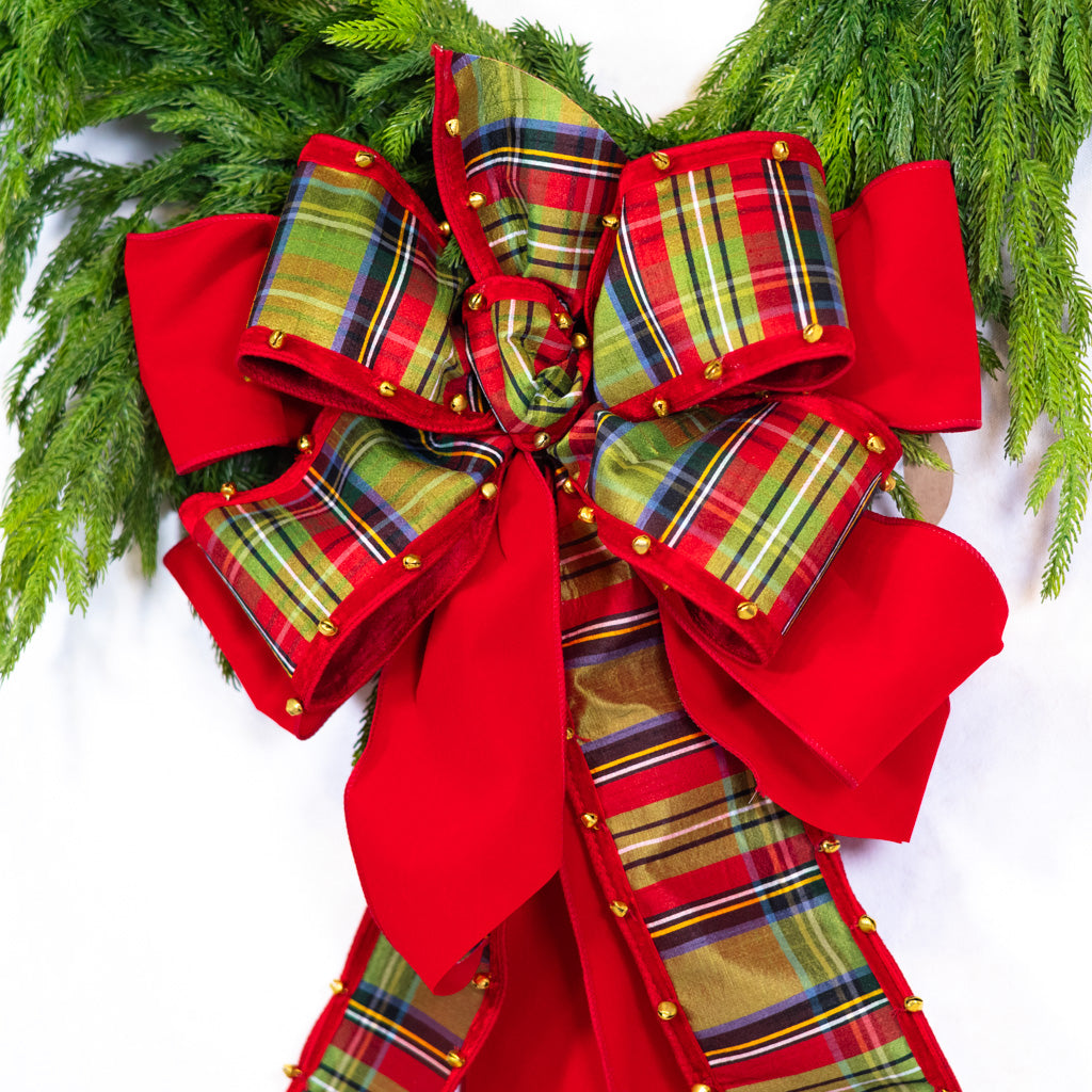 Plaid Bow with Bell Edge