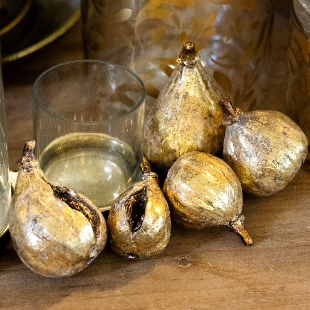 Gold-Finish Resin Figs, Set of 5