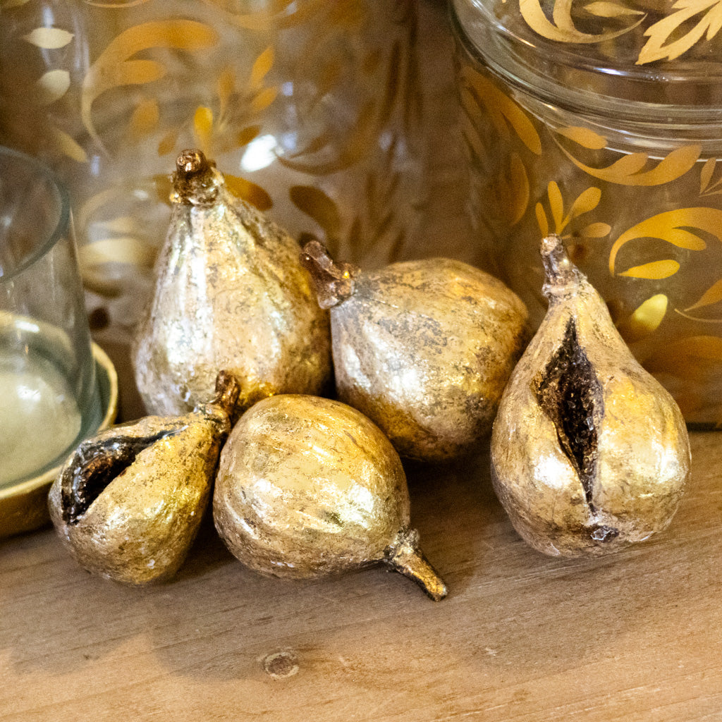 Gold-Finish Resin Figs, Set of 5