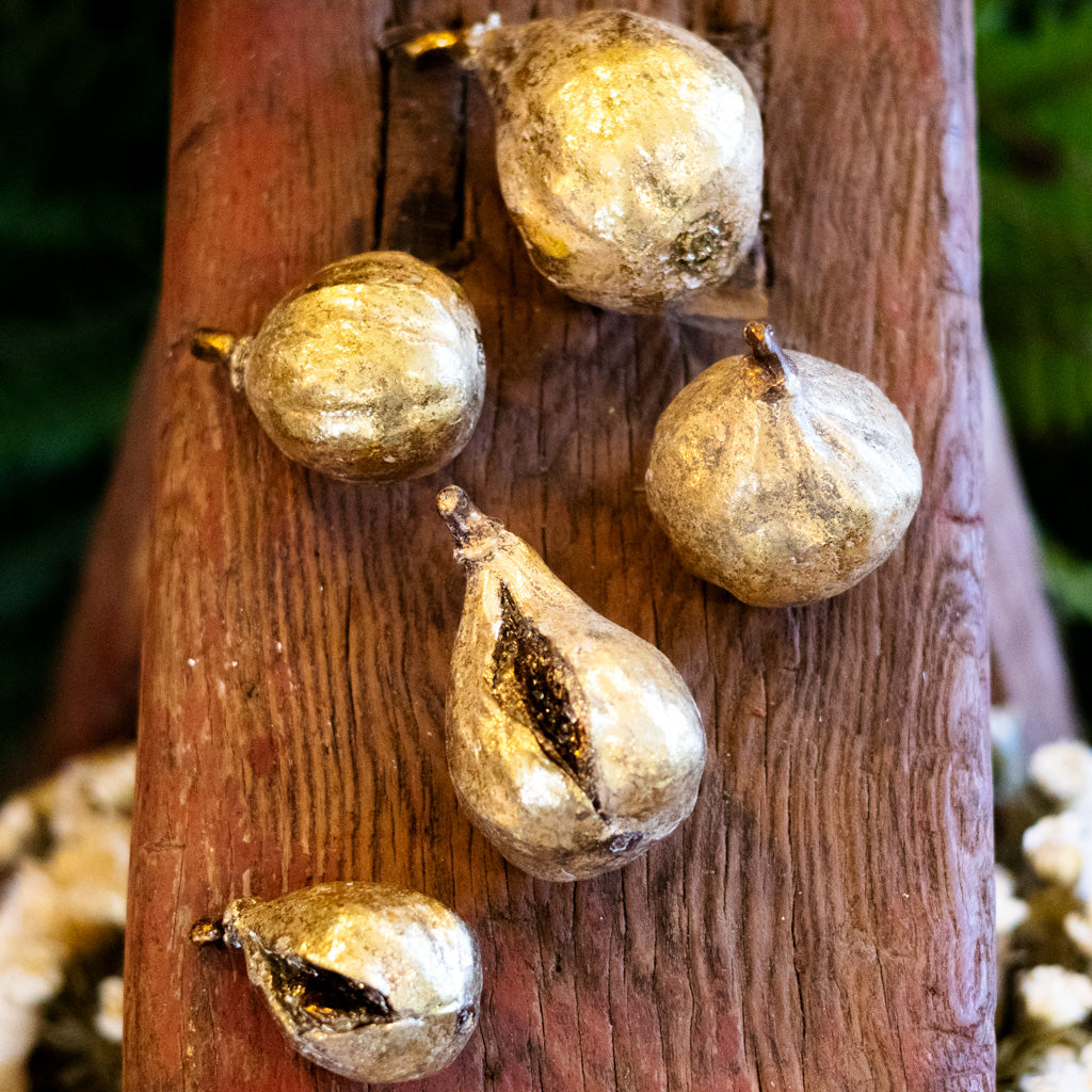 Gold-Finish Resin Figs, Set of 5