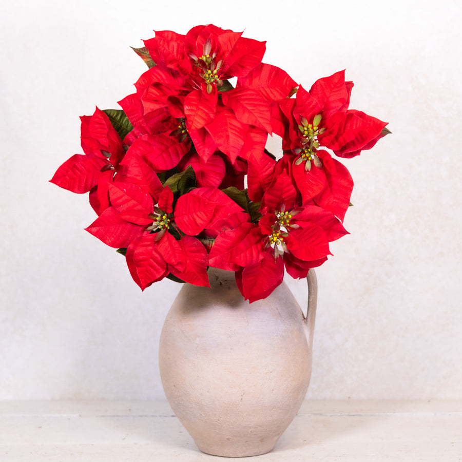 Faux Red Poinsettia Bush