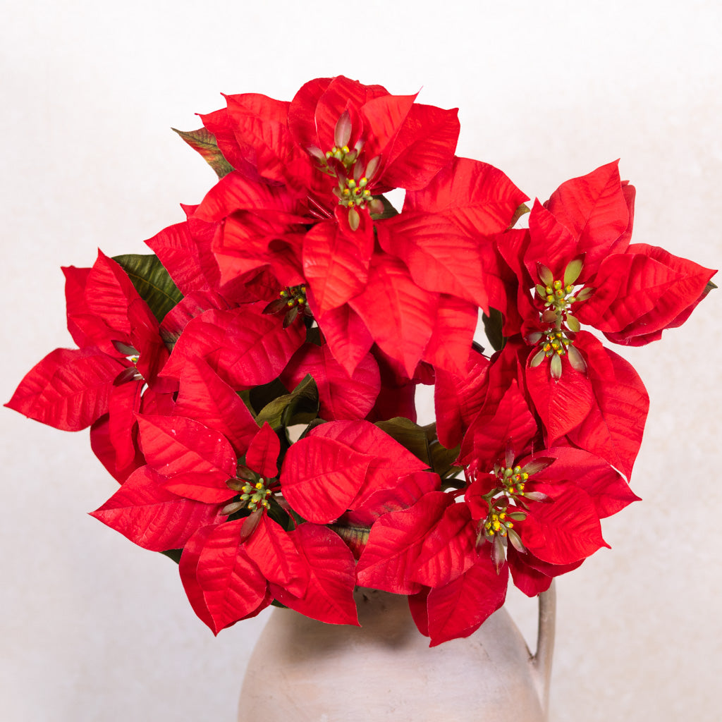 Faux Red Poinsettia Bush