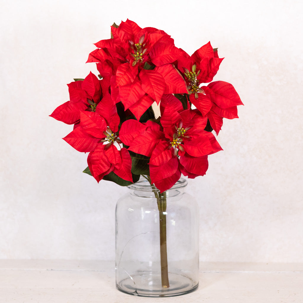 Faux Red Poinsettia Bush