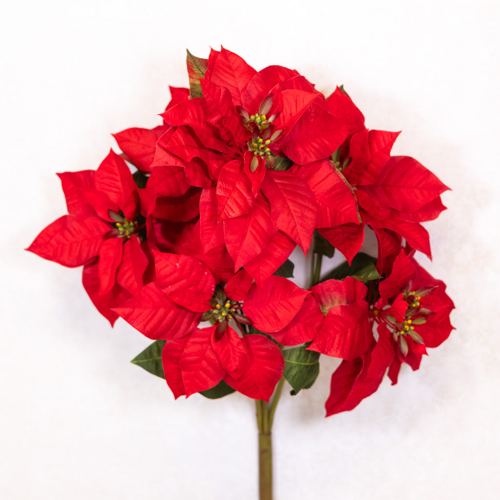 Faux Red Poinsettia Bush