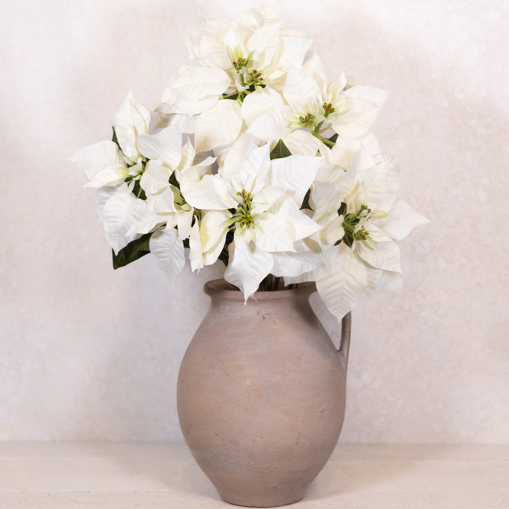 Faux White Poinsettia Bush