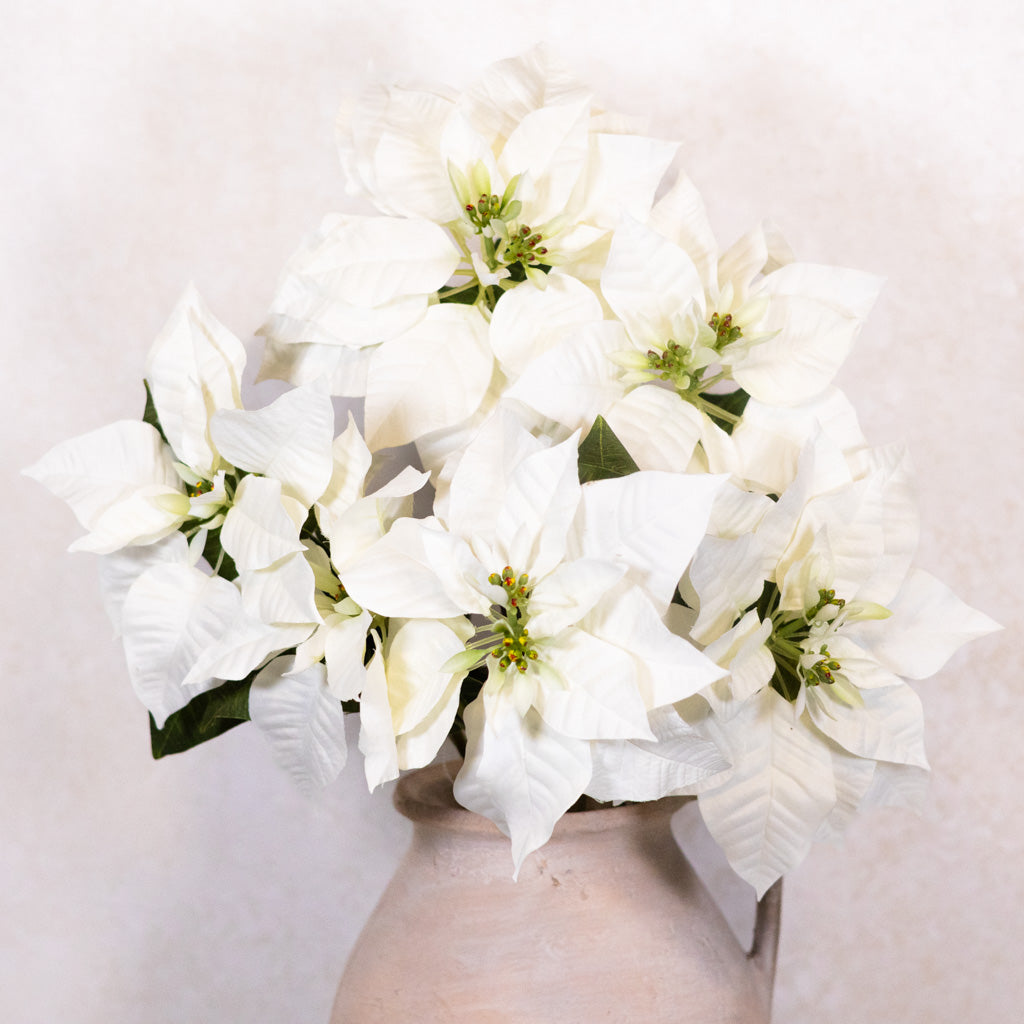 Faux White Poinsettia Bush