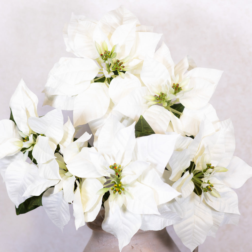 Faux White Poinsettia Bush