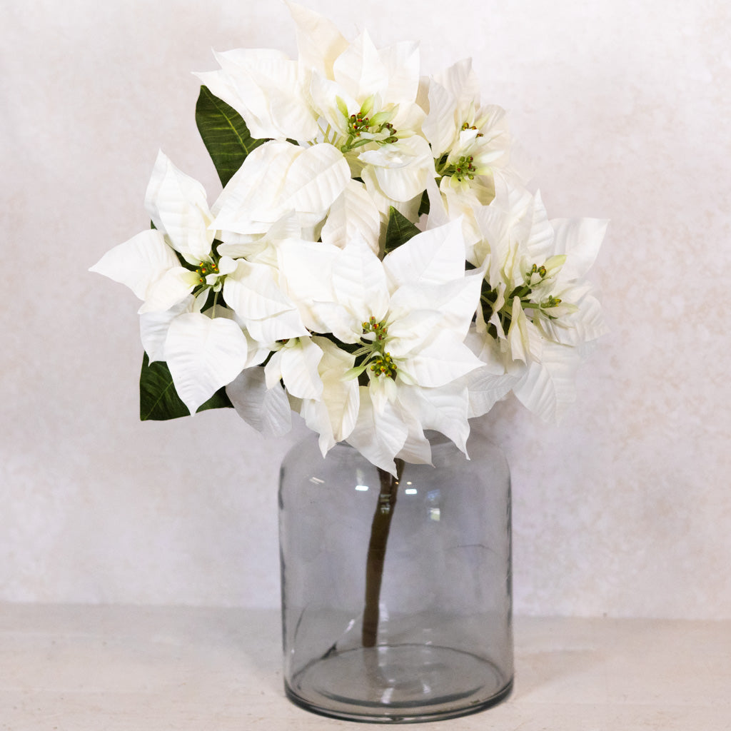 Faux White Poinsettia Bush