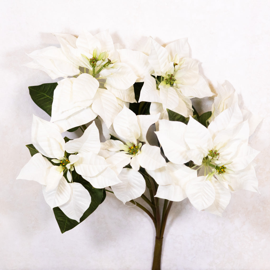 Faux White Poinsettia Bush