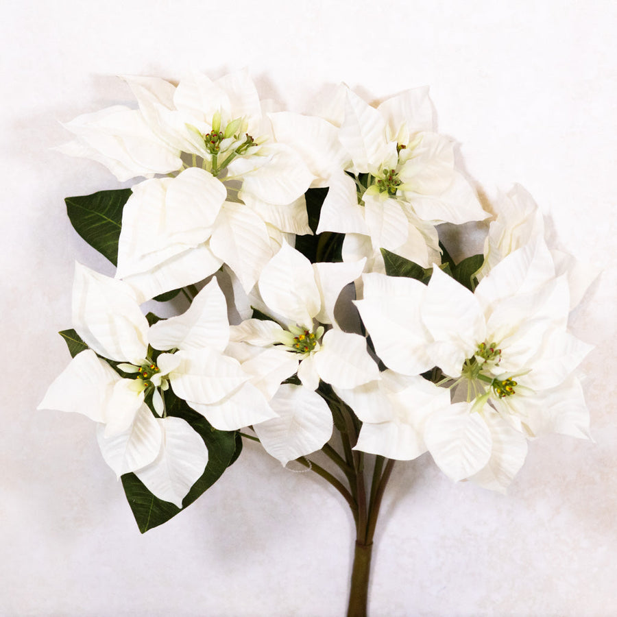 Faux White Poinsettia Bush