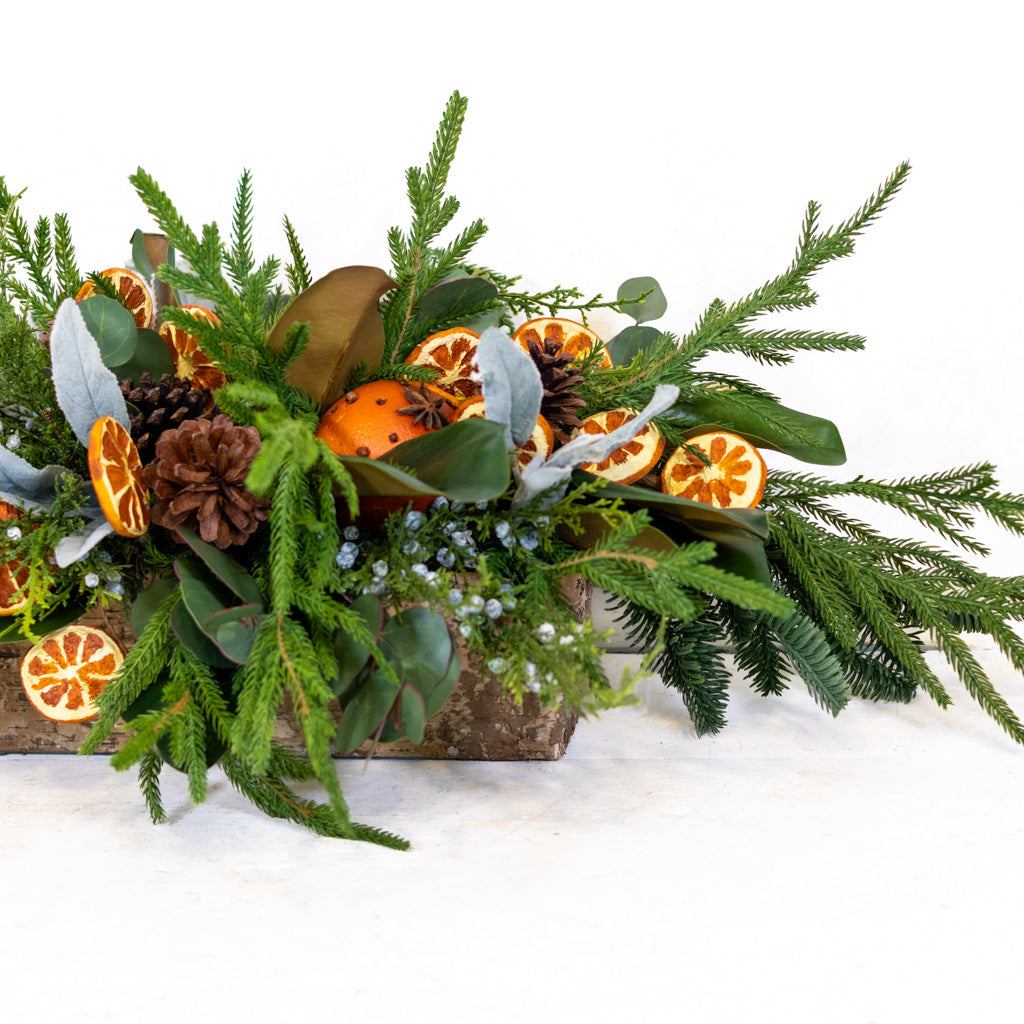 Orange Grove Evergreen Centerpiece