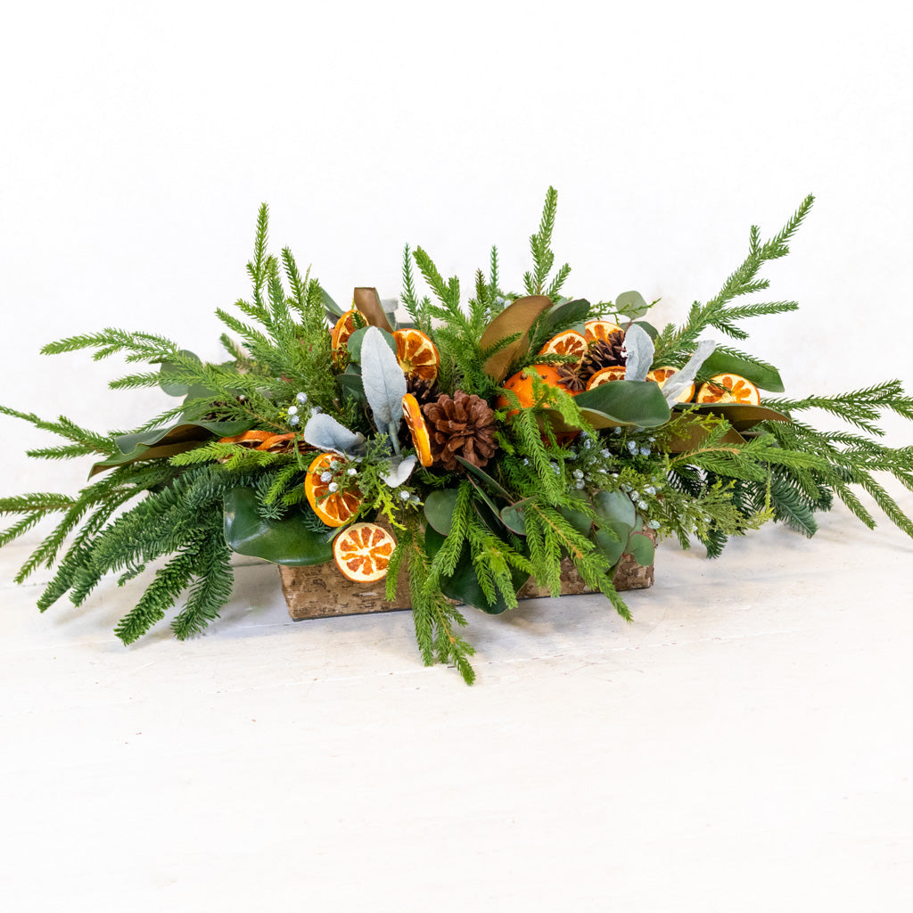 Orange Grove Evergreen Centerpiece