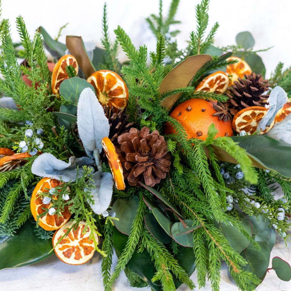 Orange Grove Evergreen Centerpiece