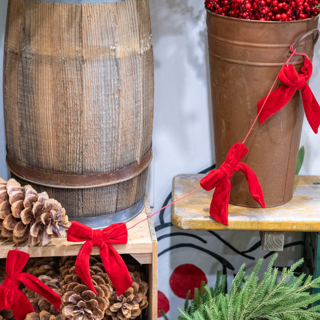 Red Bow Garland, 5 ft.
