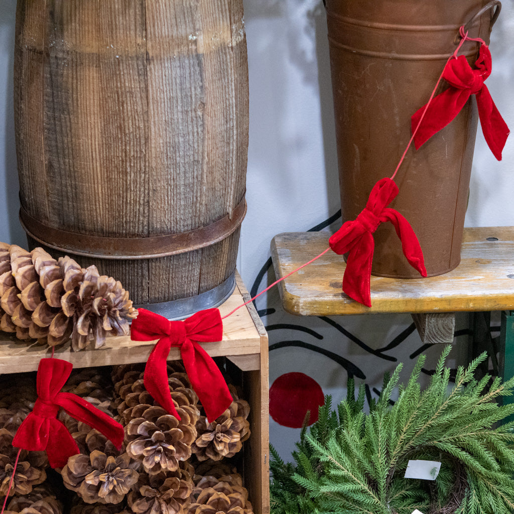 Red Bow Garland, 5 ft.