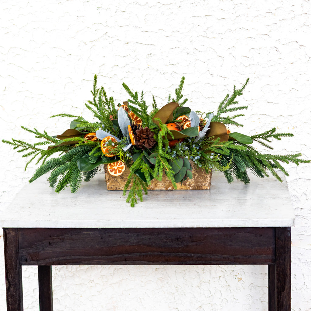 Orange Grove Evergreen Centerpiece