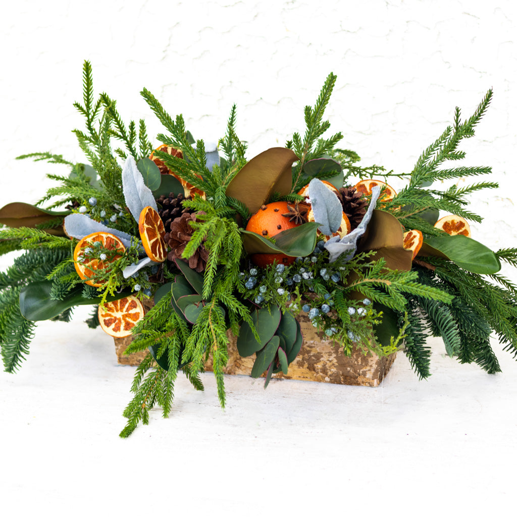 Orange Grove Evergreen Centerpiece