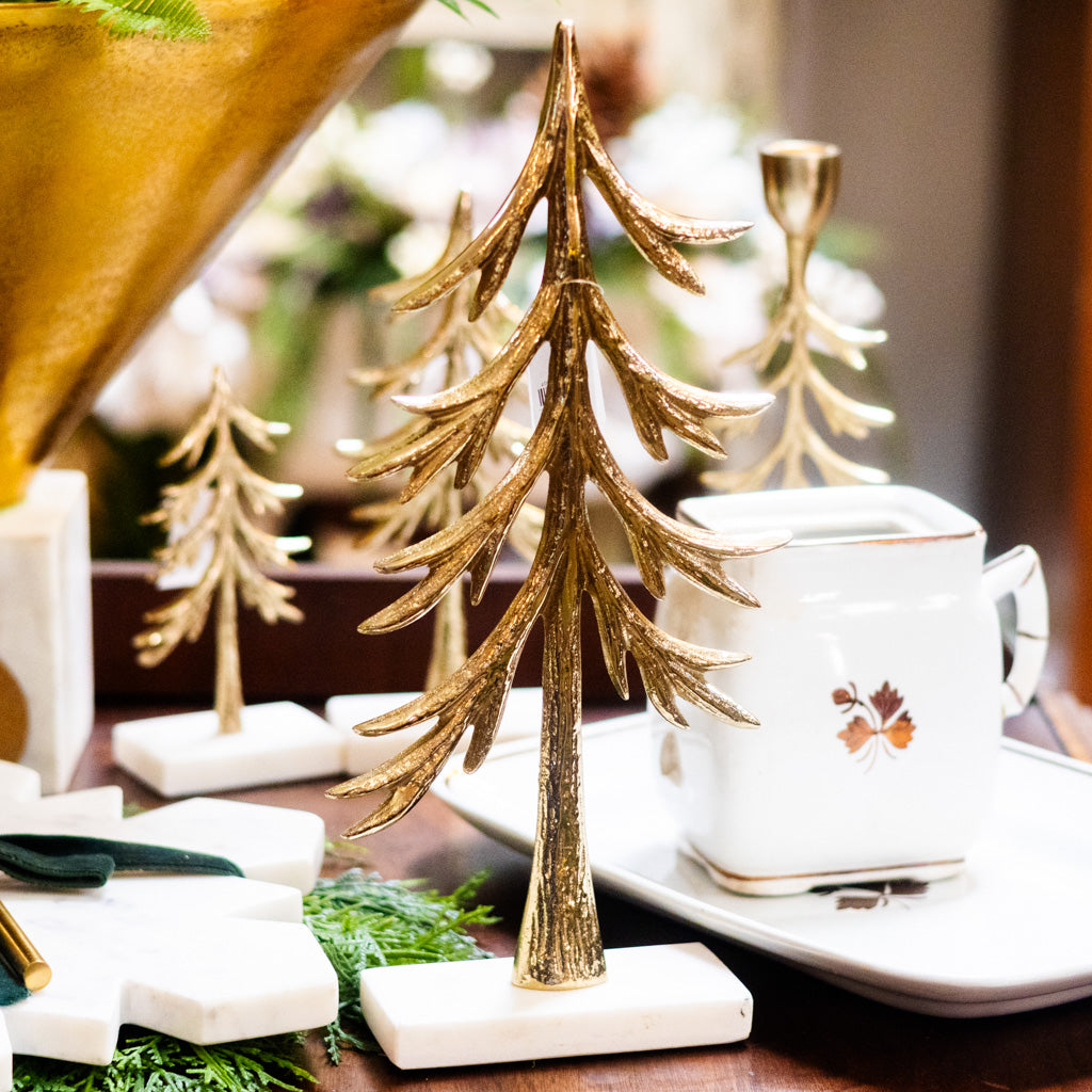 Tall Gold Tree on Marble Base
