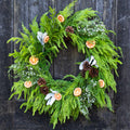Orange Grove Faux Evergreen Wreath