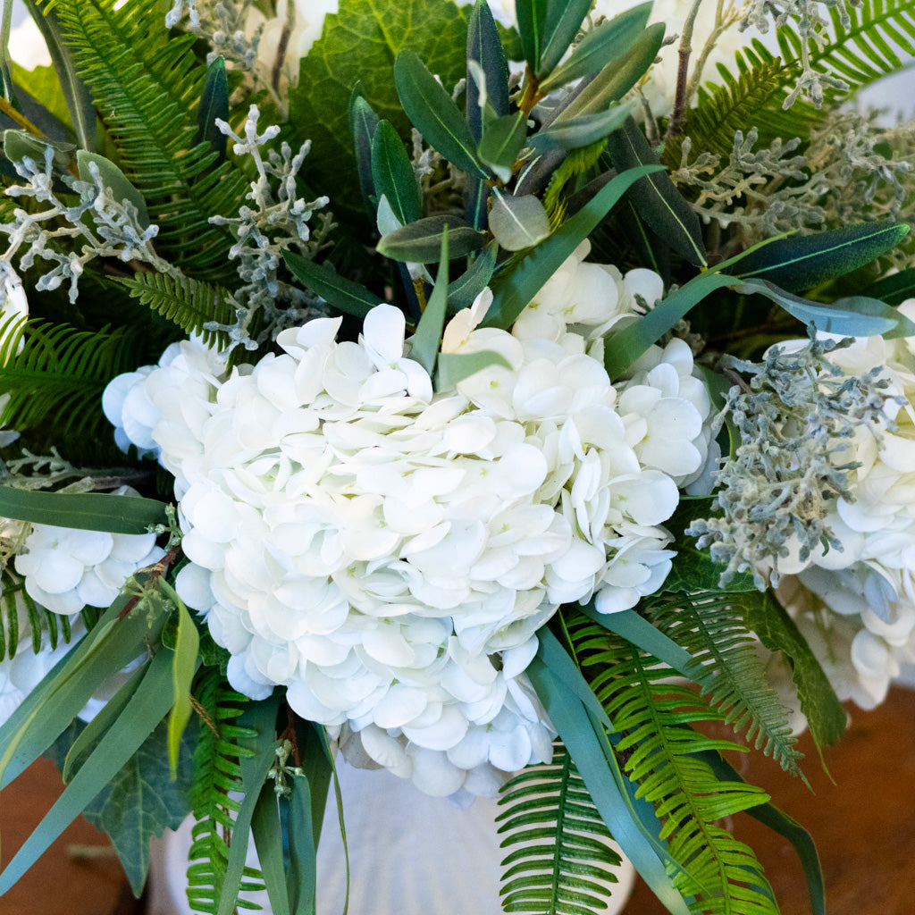 Faux White Hydrangea Centerpiece