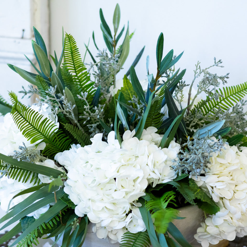 Faux White Hydrangea Centerpiece