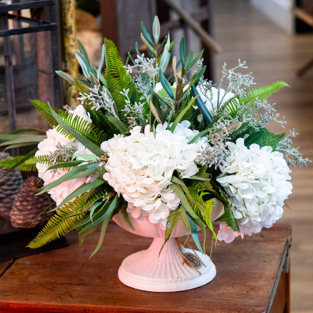 Faux White Hydrangea Centerpiece