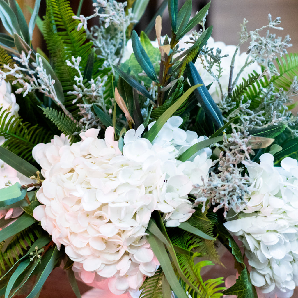 Faux White Hydrangea Centerpiece