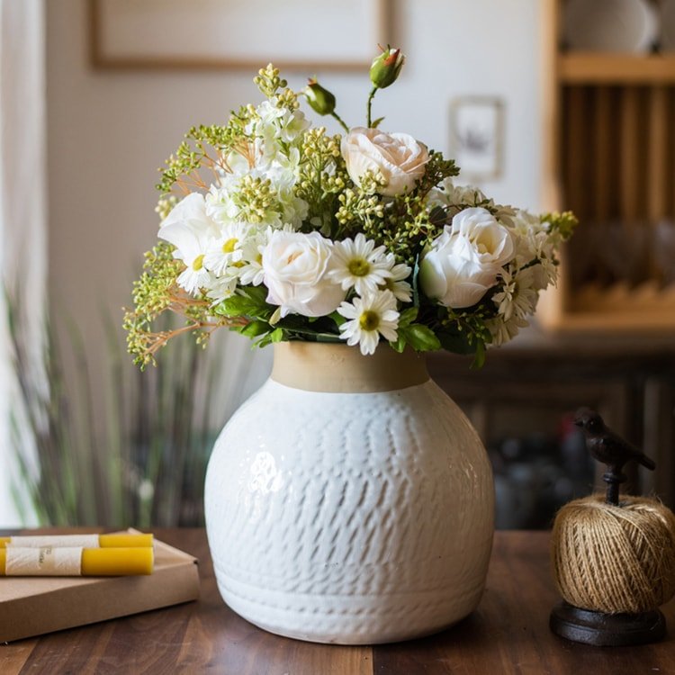 White Glazed Ceramic Vase