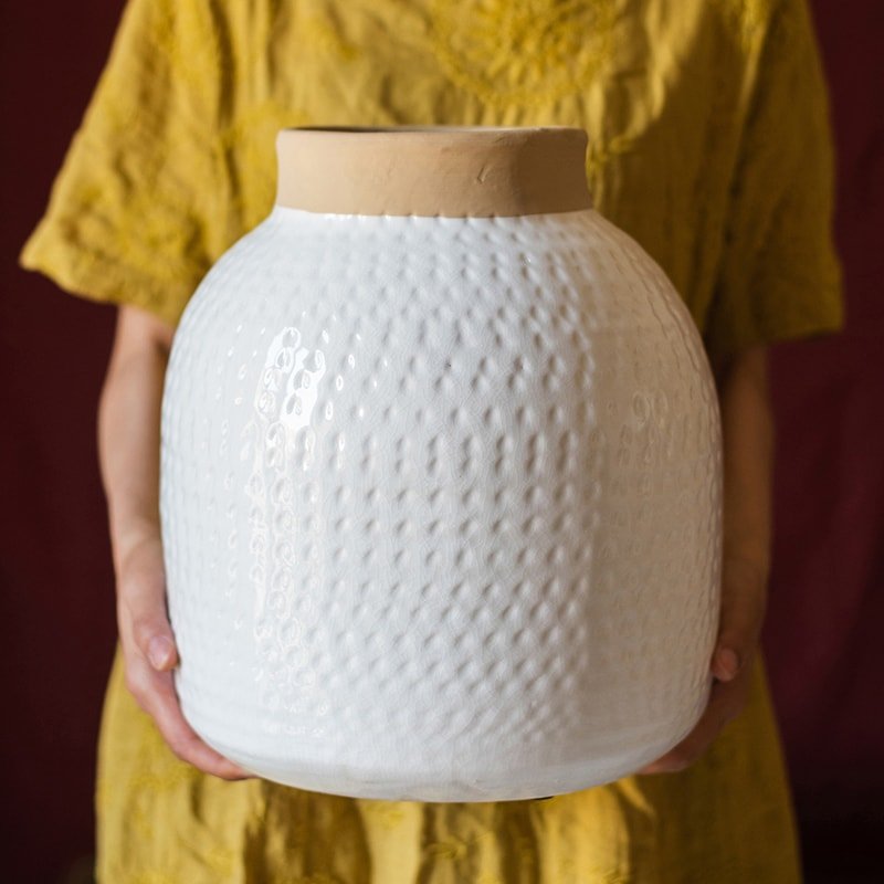 White Glazed Ceramic Vase