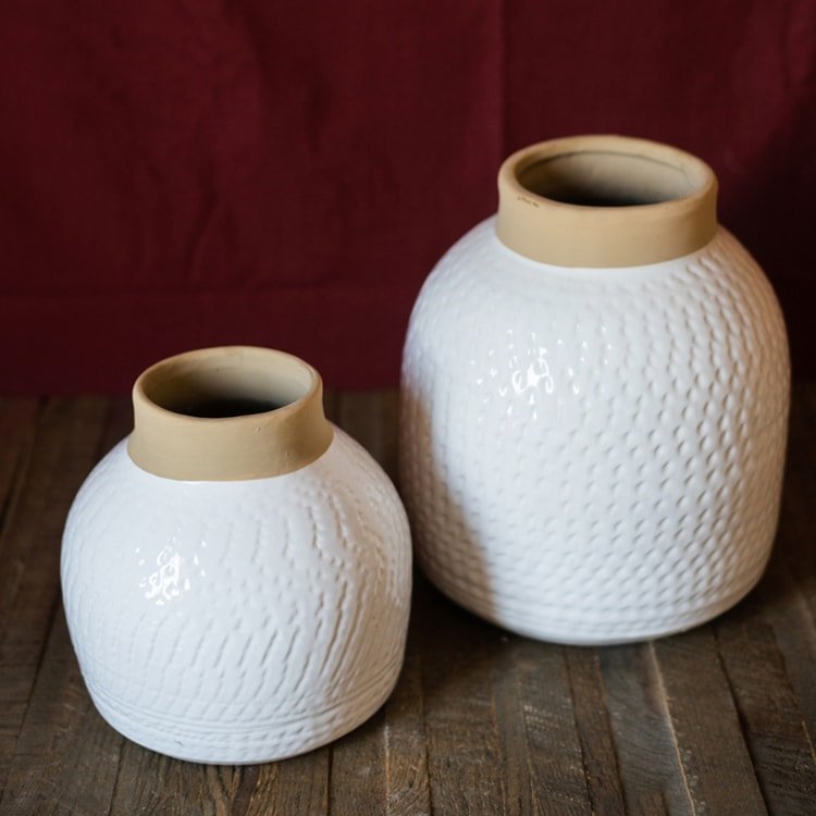 White Glazed Ceramic Vase
