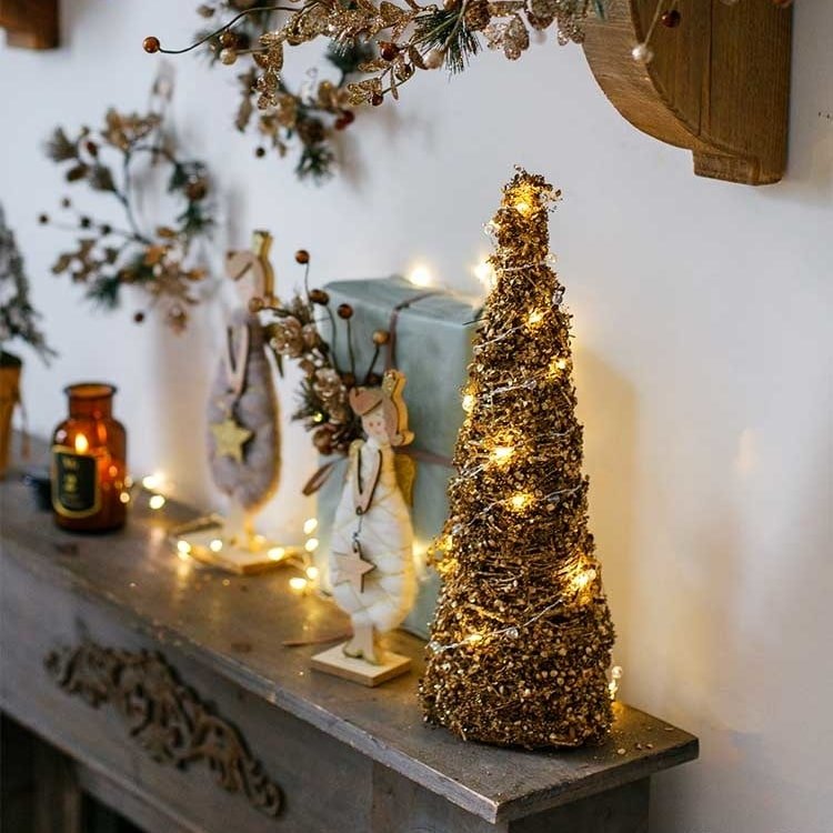 Gold Rattan Tabletop Tree