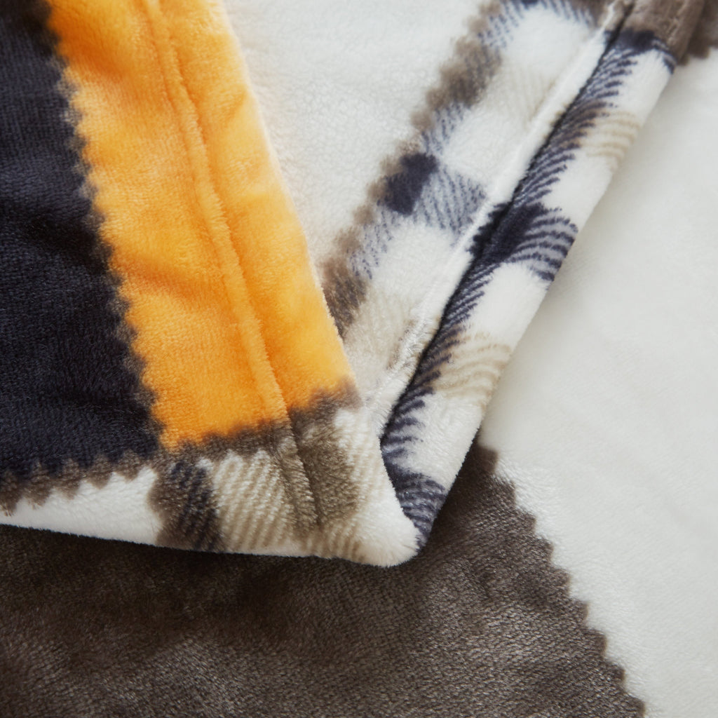 Orange Plaid Fleece Throw