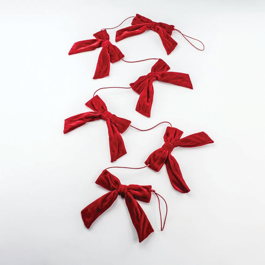Red Bow Garland, 5 ft.